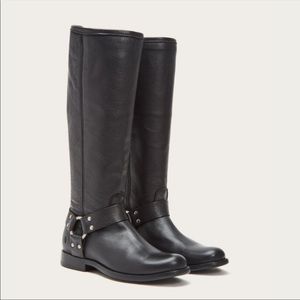 Frye Phillip Harness Tall Knee High Boot Black